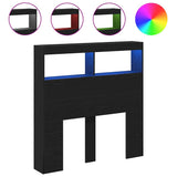 Headboard Cabinet with LED Black Oak 100x17x102 cm - Front View