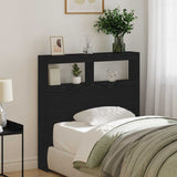 Headboard Cabinet with LED Black Oak 100x17x102 cm - Top-Down View