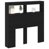 Headboard Cabinet with LED Black Oak 100x17x102 cm - 45-Degree Angle