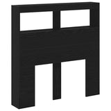 Headboard Cabinet with LED Black Oak 100x17x102 cm - Rear View