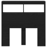 Headboard Cabinet with LED Black Oak 100x17x102 cm