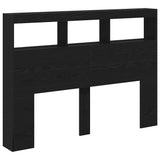 Headboard Cabinet with LED Black Oak 140x17x102 cm - Rear View