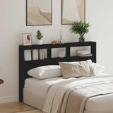 Headboard Cabinet with LED Black Oak 160x17x102 cm - Top-Down View