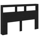 Headboard Cabinet with LED Black Oak 160x17x102 cm - Rear View
