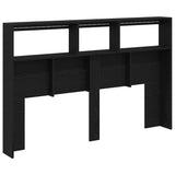 Headboard Cabinet with LED Black Oak 160x17x102 cm - Extra Image