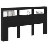 Headboard Cabinet with LED Black Oak 180x17x102 cm - 45-Degree Angle