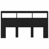 Headboard Cabinet with LED Black Oak 180x17x102 cm - Close-Up Angle