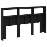 Headboard Cabinet with LED Black Oak 180x17x102 cm - Extra Image