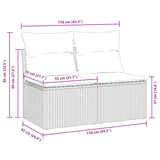 2 Piece Garden Sofa Set with Cushions Black Poly Rattan Acacia - Rear View