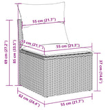2 Piece Garden Sofa Set with Cushions Black Poly Rattan Acacia - Close-Up Angle