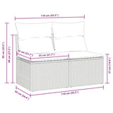 2 Piece Garden Sofa Set with Cushions Beige Poly Rattan Acacia - Rear View