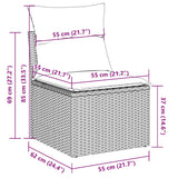 2 Piece Garden Sofa Set with Cushions Beige Poly Rattan Acacia - Close-Up Angle