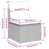 2 Piece Garden Sofa Set with Cushions Black Poly Rattan Acacia - Low Angle