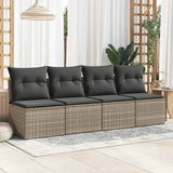 2 Piece Garden Sofa Set with Cushions Grey Poly Rattan Acacia - Side View