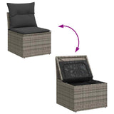 2 Piece Garden Sofa Set with Cushions Grey Poly Rattan Acacia - 45-Degree Angle