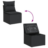 4 Piece Garden Sofa Set with Cushions Black Poly Rattan - Rear View