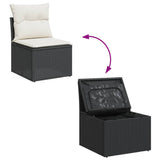 4 Piece Garden Sofa Set with Cushions Black Poly Rattan - Rear View