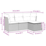 4 Piece Garden Sofa Set with Cushions Black Poly Rattan - Extra Image