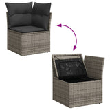 4 Piece Garden Sofa Set with Cushions Grey Poly Rattan - Close-Up Angle
