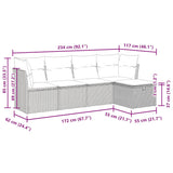 5 Piece Garden Sofa Set with Cushions Black Poly Rattan - Extra Image