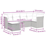 6 Piece Garden Sofa Set with Cushions Black Poly Rattan