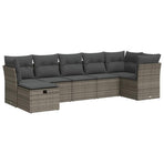 7 Piece Garden Sofa Set with Cushions Grey Poly Rattan