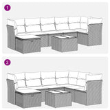 8 Piece Garden Sofa Set with Cushions Black Poly Rattan - Extra Image