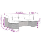 6 Piece Garden Sofa Set with Cushions Black Poly Rattan