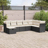 8 Piece Garden Sofa Set with Cushions Black Poly Rattan