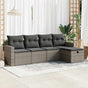 5 Piece Garden Sofa Set with Cushions Grey Poly Rattan