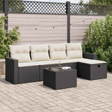 6 Piece Garden Sofa Set with Cushions Black Poly Rattan