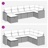 7 Piece Garden Sofa Set with Cushions Black Poly Rattan