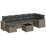 8 Piece Garden Sofa Set with Cushions Grey Poly Rattan - Front View