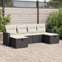 6 Piece Garden Sofa Set with Cushions Black Poly Rattan