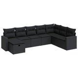 8 Piece Garden Sofa Set with Cushions Black Poly Rattan - Front View