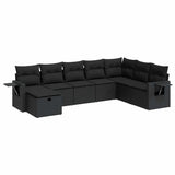 8 Piece Garden Sofa Set with Cushions Black Poly Rattan - Front View