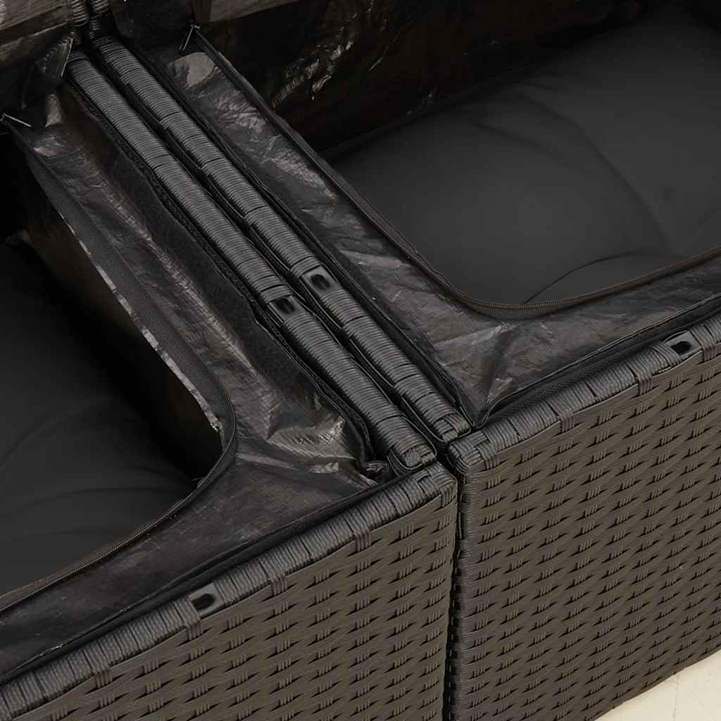 8 Piece Garden Sofa Set with Cushions Black Poly Rattan