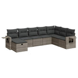 8 Piece Garden Sofa Set with Cushions Grey Poly Rattan - Front View