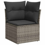 9 Piece Garden Sofa Set with Cushions Grey Poly Rattan - Top-Down View