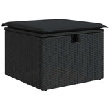 4 Piece Garden Sofa Set with Cushions Black Poly Rattan - 45-Degree Angle
