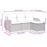4 Piece Garden Sofa Set with Cushions Black Poly Rattan