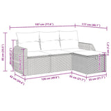 4 Piece Garden Sofa Set with Cushions Black Poly Rattan - Extra Image