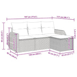 4 Piece Garden Sofa Set with Cushions Black Poly Rattan - Extra Image