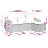 4 Piece Garden Sofa Set with Cushions Grey Poly Rattan - Extra Image