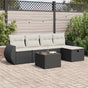 6 Piece Garden Sofa Set with Cushions Black Poly Rattan
