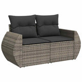 8 Piece Garden Sofa Set with Cushions Grey Poly Rattan - 45-Degree Angle