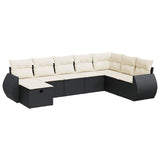 8 Piece Garden Sofa Set with Cushions Black Poly Rattan - Front View