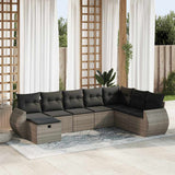 8 Piece Garden Sofa Set with Cushions Grey Poly Rattan