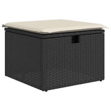 4 Piece Garden Sofa Set with Cushions Black Poly Rattan - 45-Degree Angle