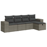 5 Piece Garden Sofa Set with Cushions Grey Poly Rattan